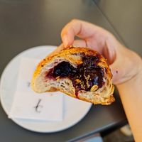 Inside jam croissant at Turreno Caffé in Perugia
