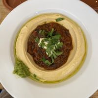 hummus with aubergines   at Reggev Hummus Södermalm in Stockholm
