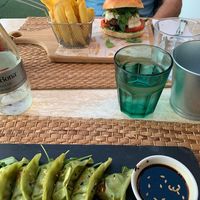 Burger and gyozas  at Sarten in Mallorca