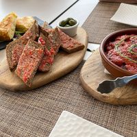 Note: Tortilla on the left is not vegan (only vegetarian). Tumbert Mallorquin on the right is our recommendation!   at Sarten in Mallorca