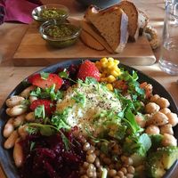buddha bowl and their complimentary bread :))  at Radošā Maizes Laboratorija in Ventspils