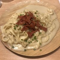 Carbonara pasta  at A Flama Tabierna in Zaragoza