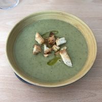 Creamy zucchini soup  at A Flama Tabierna in Zaragoza