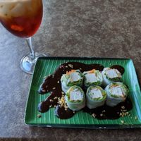 Fresh Spring Rolls with Thai iced tea at Banana Leaf Thai Bistro in Port Townsend