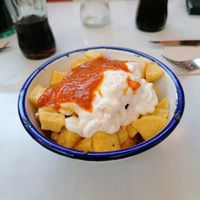 Bravas with vegan mayo and spicy sauce at L'autèntic in Begur