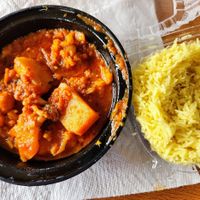 Gobi aloo. I started eating before I remembered to take a photo. Delicious but maybe a little small for the price. at Four Sisters Kabob and Curry in Stevensville