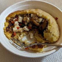 With tofu at Somos Handcrafted Arepas in New Haven