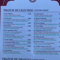 Secção vegetariana at Maharani in Peniche