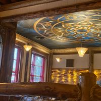 The beautiful ceiling at East is East - Silk & Spice in Vancouver