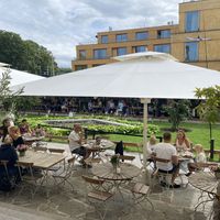 Small section of their large garden! Tons of outdoor seating space (in addition to some indoor seating.)  at Blå+ in Stockholm