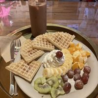 Waffle with fruit   at Cafe Beanteum in Seoul