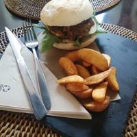 Vegan burger at El Patio Del Vino in Lanzarote