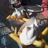 Fries with veganaise at Snackbar The Sixties in Burgh-haamstede