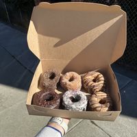 Vegan donuts! Spiced chocolate, Chocolate Rose, Chocolate Star Anise, and the October special flavors: Candied Orange Blossom and Cinnamon Applee  at Dynamo Donut & Coffee in San Francisco