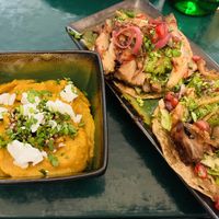 Sweet potato purée & mushroom tacos  at B.Better in Paris