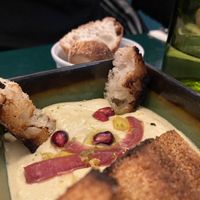 Silky hummus with lightly toasted bread  at B.Better in Paris