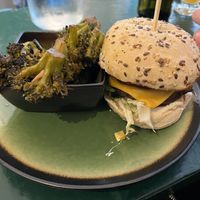 Portobello burger with broccoli skewers   at B.Better in Paris