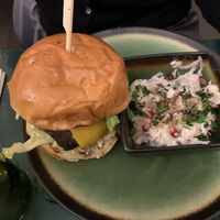 Mushroom burger with coleslaw  at B.Better in Paris