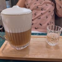 Latte with coconut milk with vanilla syrup shot at B.Better in Paris