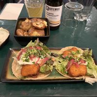 No chicken Tacos and house roasted potatoes.. delicious. (And artisanal beer)  at B.Better in Paris