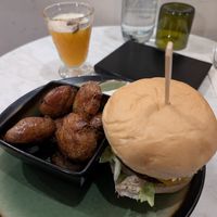 Portobello burger, baby potatoes and Passion cocktail at B.Better in Paris