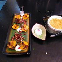 The dessert on the left was the only good thing here at B.Better in Paris