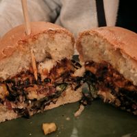 PORTOBELLO BURGER (large mushroom marinated for 24h, BBQ-grilled)  at B.Better in Paris