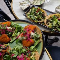 Vegan chicken tacos, mushroom tacos, beans tacos at B.Better in Paris