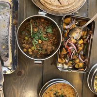 Chickpea curry and Dahl  at Mowgli in Sheffield