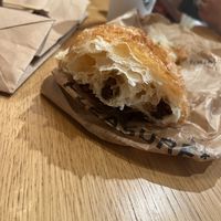 pain au chocolat (awful photo, she had been through several trains and airport security when this photo was taken, but she still tasted good)  at Land & Monkeys - Turenne in Paris