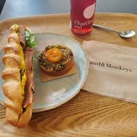 Apricot tart bacon tofu sandwich at Land & Monkeys - Turenne in Paris