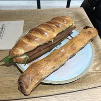 Bacon sandwich and sundried tomato breadstick  at Land & Monkeys - Turenne in Paris