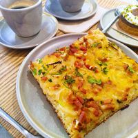 Focaccia w/bacon at Land & Monkeys - Turenne in Paris