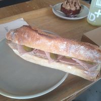 Vegan ham and pickle sandwich at Land & Monkeys - Turenne in Paris