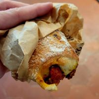 Sausage and cheese petit pan at Land & Monkeys - Turenne in Paris