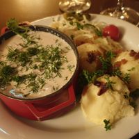 Vegan Bœuf Stroganoff with mashed potatoes at Aljonuschka in Dresden