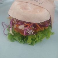 Vegan chickpea yam burger 💚 at Ah! Boca Santa in Faial