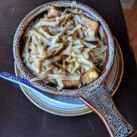 Vegan French Onion Soup (special) at Koi in Calgary