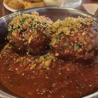Vegan homemade veatballs with napolitana sauce, vegan parmesan, parsley  at Jarrah in Hillarys