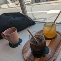 Pumpkin juice, apple juice at Duduri Dupang in Seoul