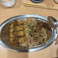 Chabuya Curry und future Lou rou mit veganem Cutler  at Chabuya Curry Hall in Kagoshima