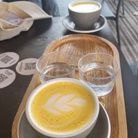 Golden latte at Arbuste in Caen