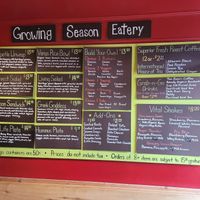 Menu at The Growing Season Juice Collective in Thunder Bay