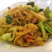 Sunrise stir fry with noodles and broccoli added at Wok in the Park in St Louis Park
