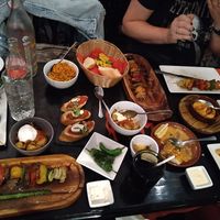 Main course (nonvegan options on the right) at Sol y Sombra Tapas Bar in Dundee