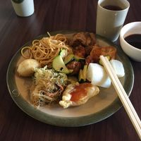 Taiwanese buffet- style comes with two kinds of soup at Veggie Bunch in Richmond