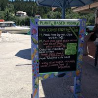 Vegan menu outside at Souvlaki - Harbour lights in Paxos