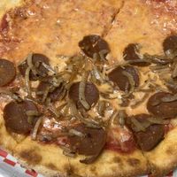 Half violife. Half pep&onions    at Attilio's Pizzeria in Toms River