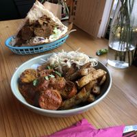 curry wurst & a regular döner  at Döner Bei Tante Anne in Norwich
