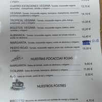 Carta vegana 2 at Chiarissimo Pasta y Pizza in Laredo